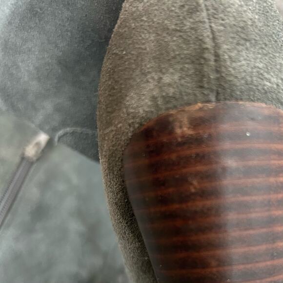 Cynthia Rowley DLuxe Tall Boots Gray Suede SZ 7.5 Y2K Stacked Heel Statement - Picture 9 of 9